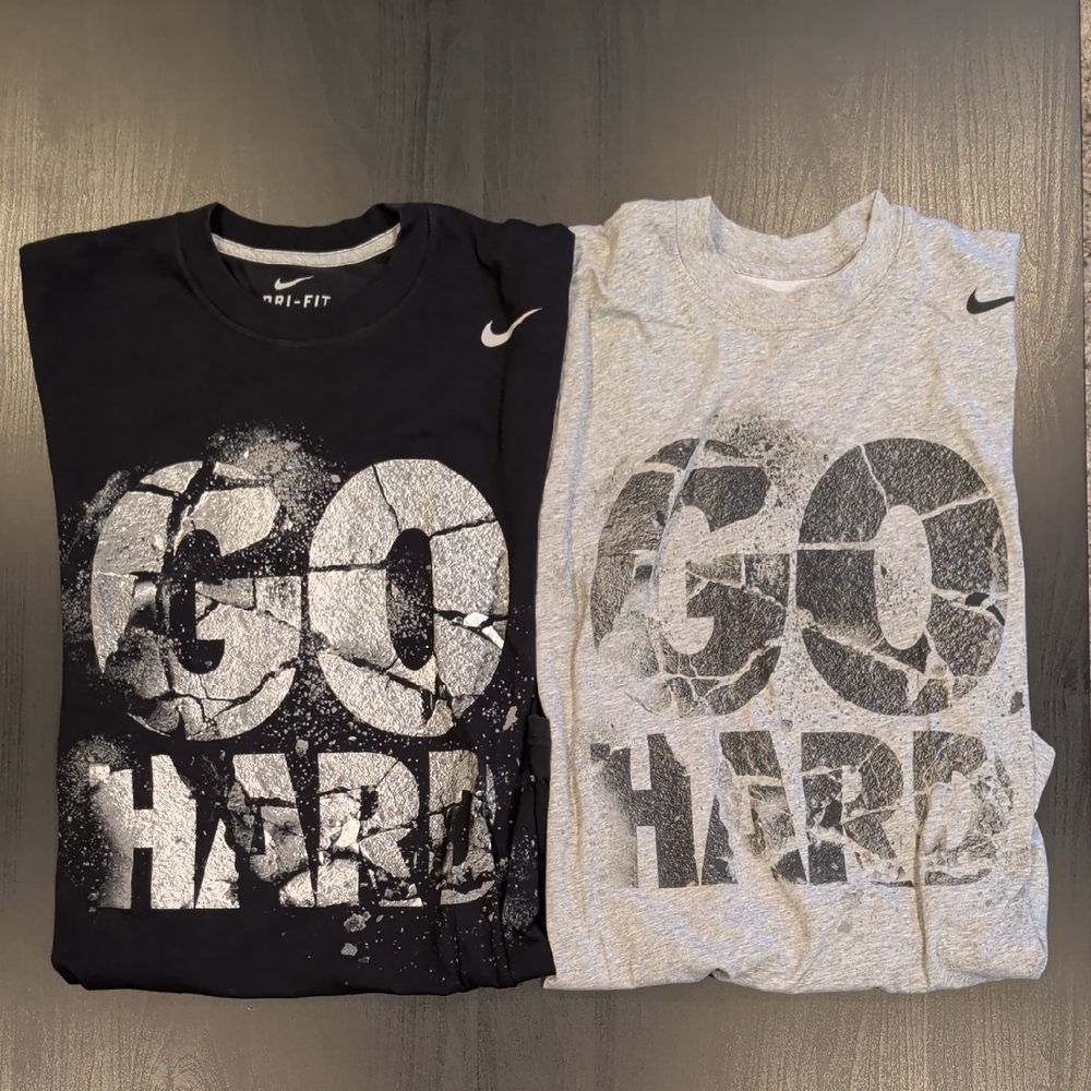 Nike Men's Short-Sleeve 'Go Hard' Graphic Tee - Black & Gray